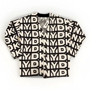 NWT DKNY Women’s Long Sleeve Black And White Logo Cardigan - SIZE M
